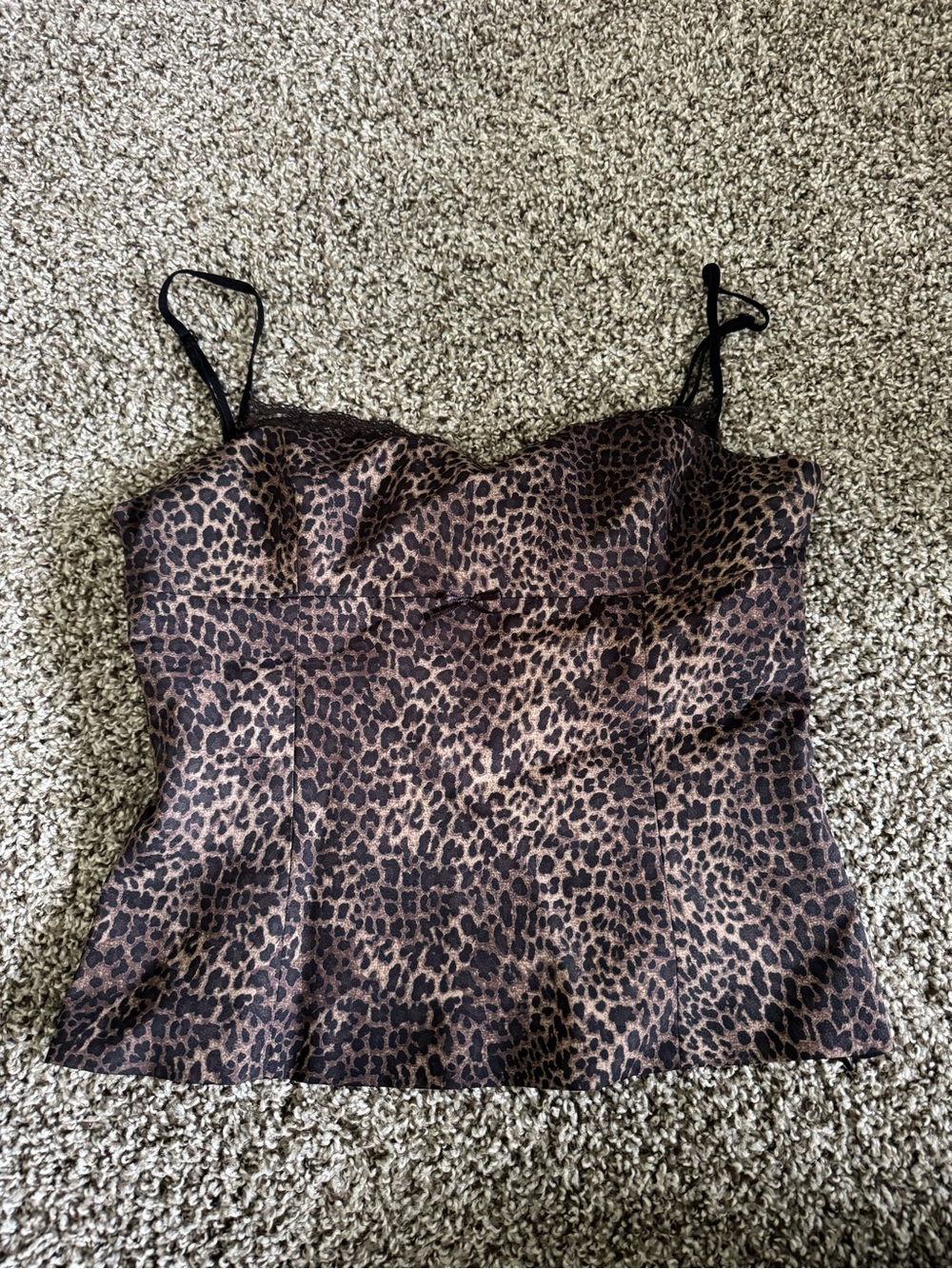 Zara Leopard-Print Satin Cami in Brown and Black